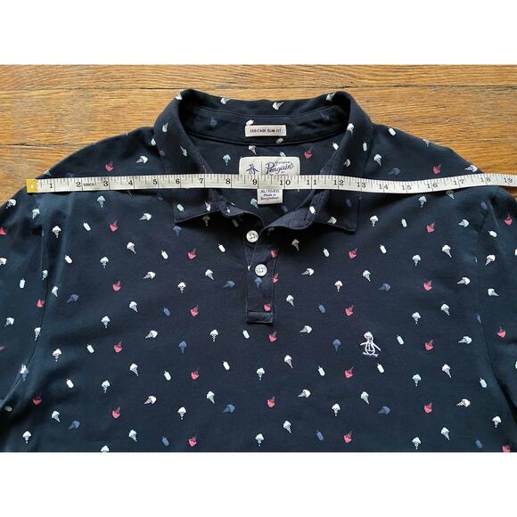 PENGUIN Heritage Slim-Fit Navy Blue Ice Cream Cone Polo sz XL - Picture 7 of 8